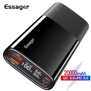 Essager Moči Banke 20000mAh Hitro Polnjenje PD QC 3.0 Prenosni Zunanje Baterije USB Tip C Hitro Telefon Polnilnik Za Xiaomi Powerbank