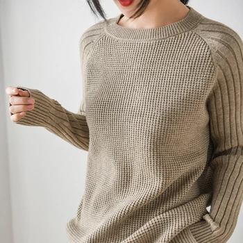 2020 Pozimi Novo O-Vratu Kašmir Volne In zadebelitev leni ohlapen Pulover Ženske, Plus Velikost korejski Top Modni Pulover