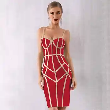 2021 Novo Poletje Slaven Večer Stranka Bodycon Obleka Ženske Špageti Trak Brez Naramnic Seksi Večer Klub Obleka Ženske Vestidos