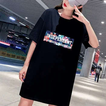 2020 Ženska Obleka T-shirt Pismo-print Priložnostne Ženske Obleka Ohlapno Obleko Za Ženske Plus Velikost Moda Vrhovi Vestido Graphic Majica s kratkimi rokavi