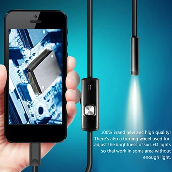 Kebidu Mini USB 1m /7mm Fotoaparat Nepremočljiva Endoskop s 6 LED Objektiv Toga Pregled Kača Cev Borescope za Android Vroče Prodaje