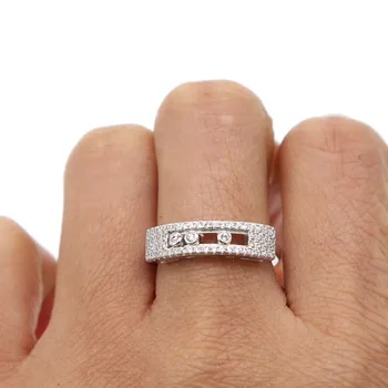 Evropa francoske znamke nov prstan velikosti 7 za ženske mans občutljivo obroč polno cz tlakovane 3cz sredini premikanje plavajoče čar obroč zalogi