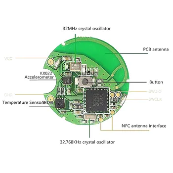 NRF52832 KX022 SHT30 senzor za modul vodotesno zapestnica Svetilnik svetilnik anti-izgubil določanja položaja Bluetooth ibeacon napravo, senzor za NFC