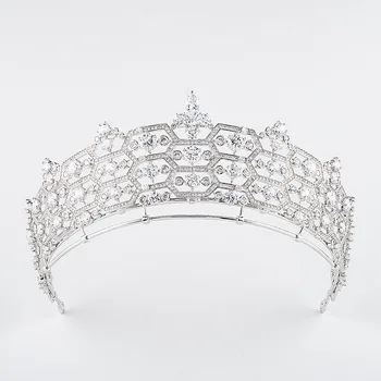 Himstory Evropske Kraljeve Cirkonij Satja Greville Replika Tiara Krono Poroko Kristalno Queens Glavo Princesa za Nevesto