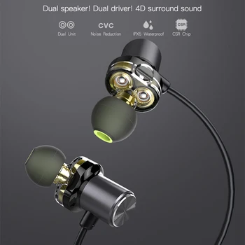 AWEI X650BL Dvojno Gonilnike za Bluetooth Šport Slušalke za V uho Čepkov Neckband HD Zvok, Globok Bas Fone de ouvido Bluetooth Z Mikrofonom