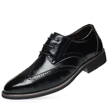 Mazefeng Retro Bullock Design Moških Poslovnih Formalno Čevlji Za Klasično Konicami Prstov Usnjeni Čevlji Moški Oxford Obleko Čevlje Velikih Velikosti 38-48