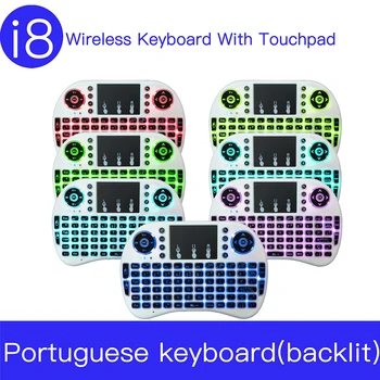 Barvno Osvetljen Mini tipkovnica portugalski Jezik Zraka Miško 2,4 ghz Brezžična Tipkovnica Za Android Smart TV in Računalniku Windows