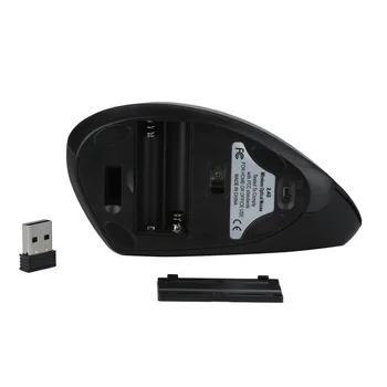 6D Brezžično Miško 2,4 GHz Črno Bel Baterije igra Ergonomska Oblika Navpično miško 1600DPI USB Mode Miši za PC Prenosni L0128