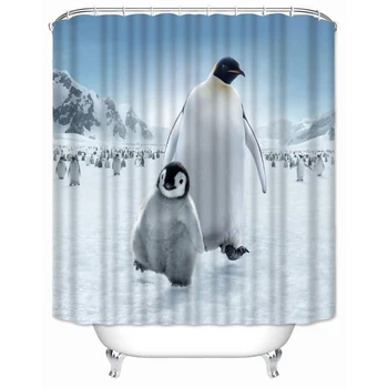 Musife po Meri Živali Pingvin Tuš Zavesa Risanka Nepremočljiva Tkanine iz Poliestra Kopalnica S Kavlji DIY Doma Dekor