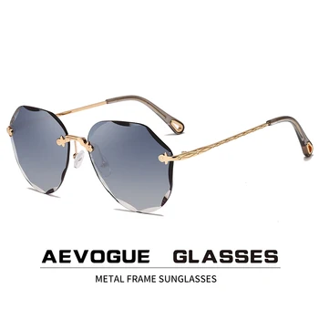 AEVOGUE sončna Očala Za Ženske, dame Rimless Diamantno rezanje Leče blagovne Znamke Oblikovalec Ocean Odtenki Vintage sončna Očala AE0637