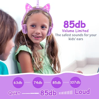 Otroci Slušalke LED luči Samorog Zložljive Slušalke Stereo Bass Glasbe, Slušalke Za PC Telefoni Otroci Darilo