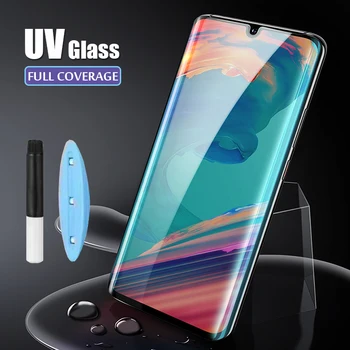 Celotno UV Tekoče Lepilo Steklo za Huawei P30 Pro Stekla Zaščitnik Zaslon na Huawei P40 Pro za Huawei Mate 20 30 Pro Zaščitno Steklo