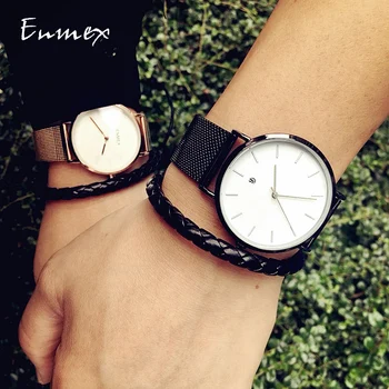 2019 Enmex ustvarjalne styleD ročno uro kul black čar s koledarjem priložnostne iz Nerjavečega jekla moda Stilsko ura quartz uro