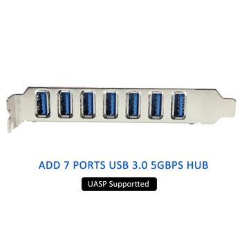PCIe za USB 3.0, 7-Port PCI Express Širitev Kartico PCI-E USB3.0 Središče s Molex Priključek za Napajanje Podporo UASP Windows 10,8.1,8,7,XP
