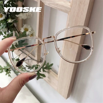 YOOSKE Pregleden Očala Okvirji Moški Ženske Ponaredek Eyeglass Letnik Kovinski Optična Očala Prevelikih Očal