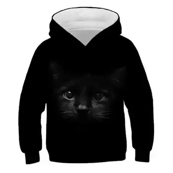 2020 Jeseni 3D baby boy oblačila black Cat hoodies kawaii Majica Puloverju Long Sleeve Hooded sudaderas Ulične Vrhovi