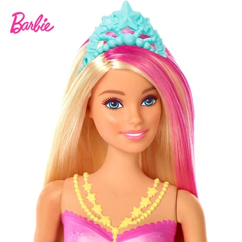 Barbie Dreamtopia Iskrico morska deklica Lutka z Roza-Streaked Blond Lasje Podvodne Luči Kaže Otroke, Darilo za Rojstni dan GFL82