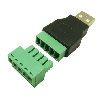 10Pcs USB moški navojnim priključkom USB vtič z ščit priključek USB Adapter USB2.0 tipa A, da vijak terminal