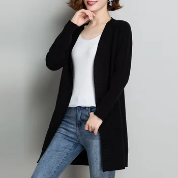 Pleteno jopico žensk v srednji in dolgi 2020 nov slog z mehko korejski zunanji slog jesen in zimo, pulover, šal plašč