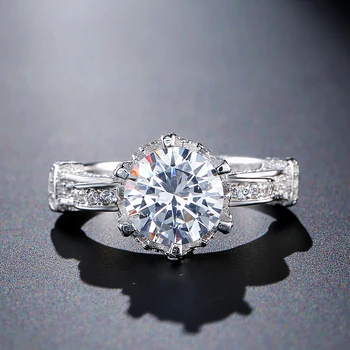Kinel Moda Cirkon Prstan Belo Zlato Barvo CZ Kamen Poročni Nakit Crystal, ki je Napolnjena Klasičnih Prst Anillos Mujer Darilo