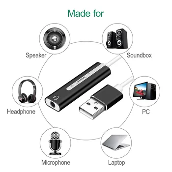 2 V 1, USB Zunanjo Zvočno Kartico USB 3,5 mm Stereo Jack za Slušalke Avdio Adapter DJA99