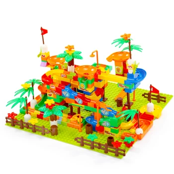 Besegad 159PCS Otroci DIY Sestavljanje Plastičnih Lijak Stran Opeke Marmorja Dirka Teči Maze Veliki Izgradnjo Skladbo Bloki Nastavite Igrače Za Otroke