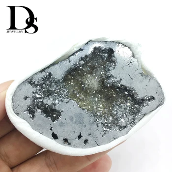 Naravni Agate Geode Rezina Drusy Druse Quartz Electroplated Gruče Kristalno Točk Brazilski Mineralov Vzorcu Stranka Dekoracijo