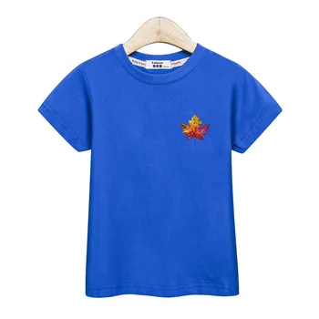 Maple Leaf Modni T-shirt Otroci Poletje Kostume Bombaž Vrhovi Fantje Dekleta Majica Kratek Rokav Vintage Print majica s kratkimi rokavi