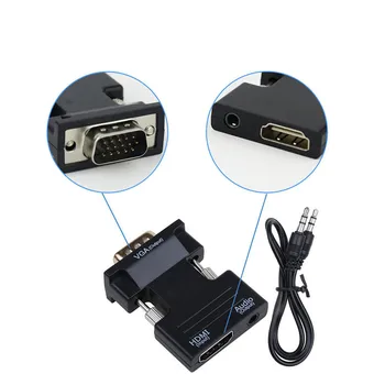 HDMI-združljiv z VGA HDMI je združljiv Ženski VGA moški Avdio Kabel 1080P Video Converter za Prenosnik TV Box Projektor