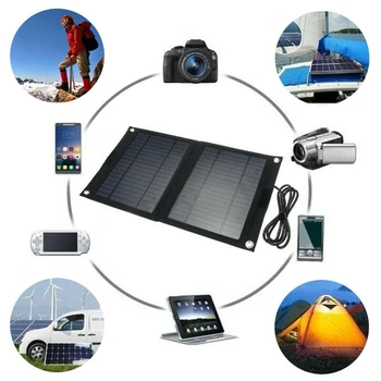 Zunanji Prenosni 25 W Zložljive Sončne Celice Polnilnik Zložljive Sončne celice, Polnilnik Mobilnega Moči Banke za Telefon, Baterija, USB priključek