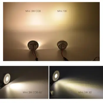 10/paket Mini 1W 3W LED COB Spot Luči Vgradne Zgrajena v Downlight Zatemniti 110V 220V za kabinet