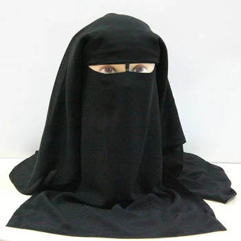 Muslimanski Ruta, Šal Islamske 3 Plasti Turban Hidžab Barva Črna Sprednji Pokrov Headscarf Glavo Pokrivna Hijabs Hoofddoek Moslima