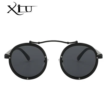 XIU sončna Očala Krog Steampunk sončna Očala Moških Retro blagovne Znamke Oblikovalec Letnik Punk Očala Poletje Modni Očala UV400