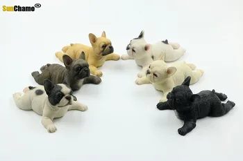 Simulira francoski Buldog Model Crouching Pes Igranje s Smolo Pes Model Notranje zadeve Figurice Miniature Doma Dekoracijo Obrti