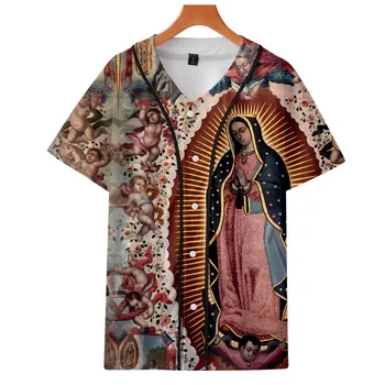 Naše Gospe Iz Guadalupe Devica Marija Katoliške Mehika vrhunska Športna Majica s kratkimi rokavi Moški Poletje Baseball T-shirt Harajuku Tshirt Oblačila