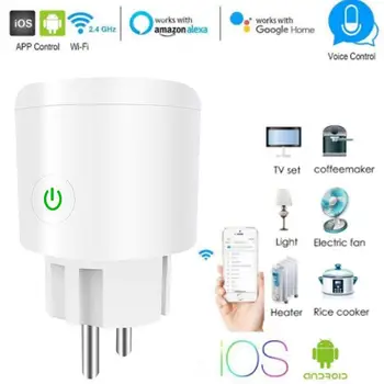 10/16A WIFI Smart EU Plug Smart Stikalo Vtičnico Audio Nadzor Pametne Čas Vtičnico Brezžična Vtičnica za Pametno Glasovno Inteligentni Nadzor