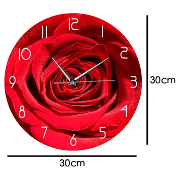 Lepa Rdeča Rose Cvet Natisnjeno Ime Po Meri Stenske Ure Sodobne Cvetlični Doma Poroko Dekor Osebno Botanični Wall Art Watch