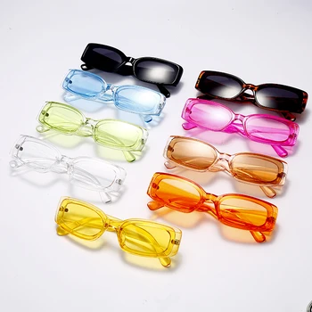 2020 Hip Hop sončna Očala Ženske Moški Trendy Fluorescentno Rumena Kvadratek sončna Očala Ženski Pisane Očala UV400