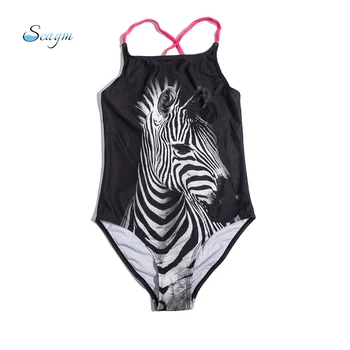 9-16 Let Dekleta, Plavanje Obleko Poletje Bather Kopalke Taljeni Zebra Print Otroci Enega Kosa Kopalke 2020 kopalke Monokini b19