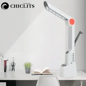 CHICLITS LED namizne Svetilke Prenosne Sončne USB Polnjenje Zaščita Oči Desk Svetlobo Roko ob zagonu FM Radio Opozorilne Luči Svetilka