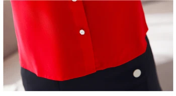 Priložnostne korejski slim Majice Ženske Solid Color Matching Šifon Majice Ženske Vrhovi Dolg Rokav Šifon Urad Jeseni Novo 12B7