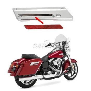 Chrome Motocikel Bisaga Zapah Zajema + RDEČI Odsevniki Paše Za Harley Touring Težko Vrečke